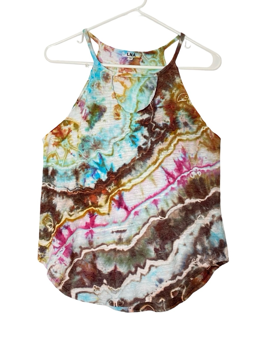 OOAK Geode Tie Dye Tank Top Womens Size Small LNA Handmade Colorful Made In USA